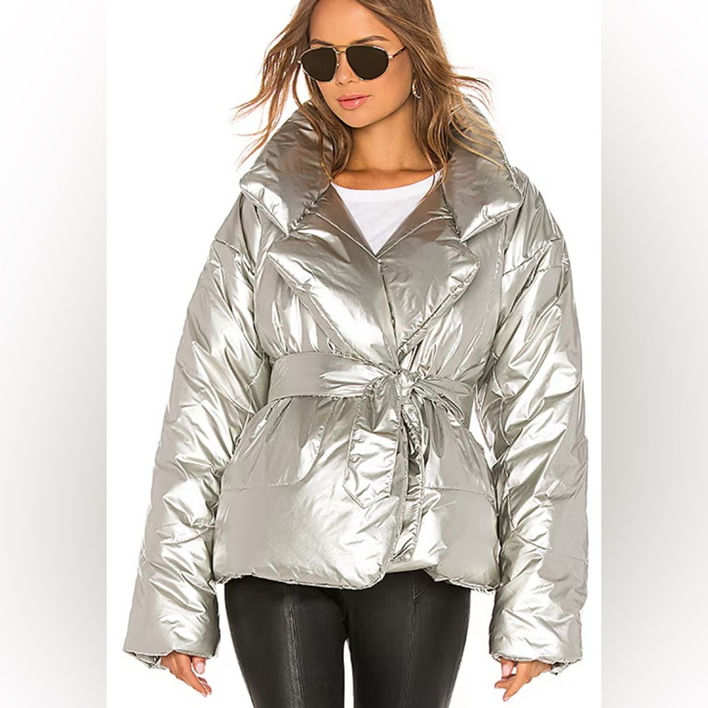 Silver Norma Kamali Sleeping Bag coat M/L